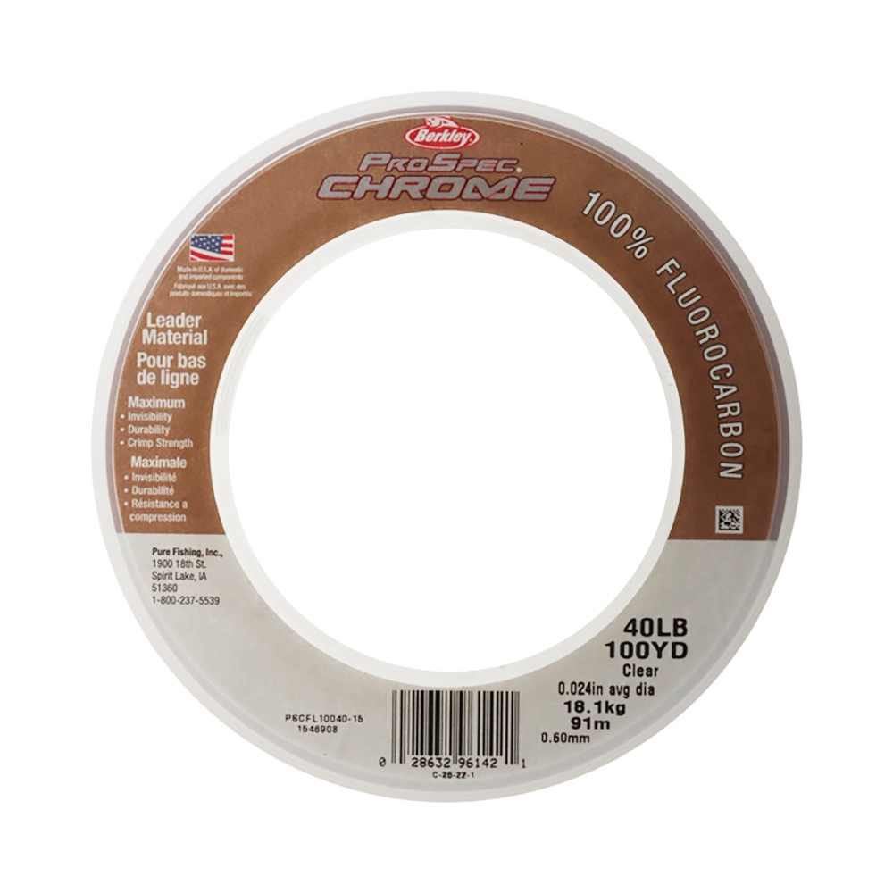 Berkley ProSpec Chrome Pure Fluorocarbon Leader Clear 100yd 40lb