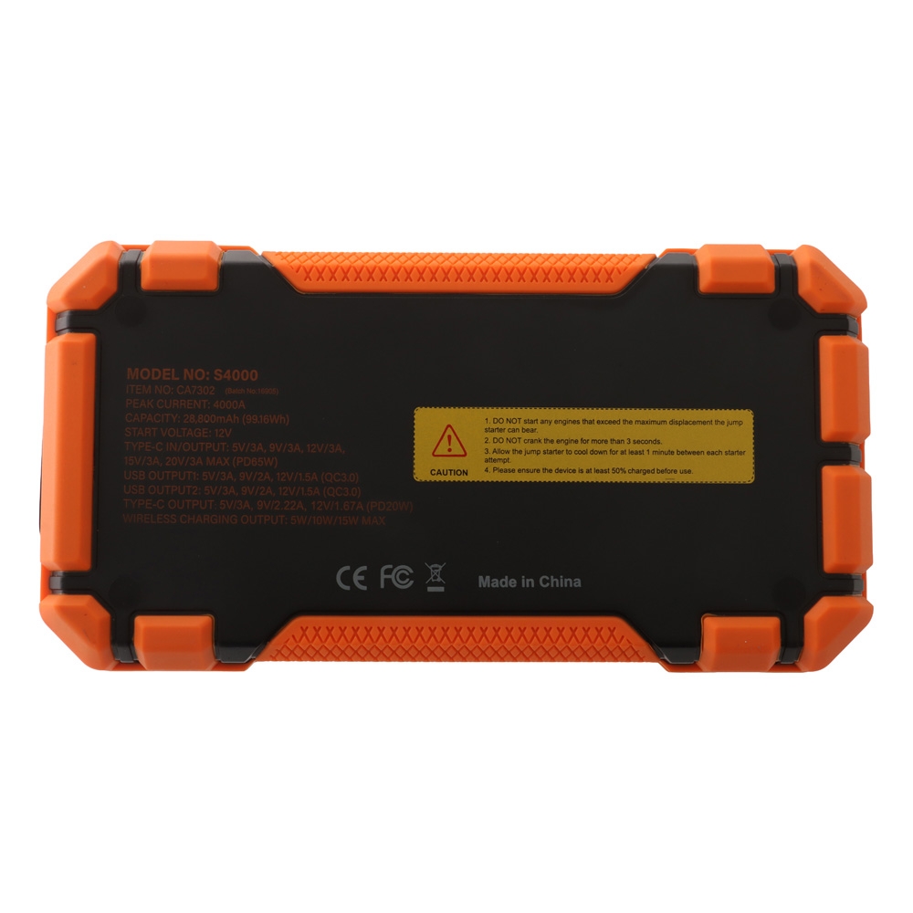 Wildtrak S4000A Portable Jump Starter / Power Bank 12V 28800mAh