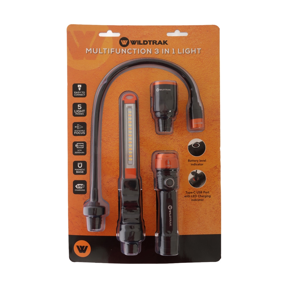 Wildtrak 3-in-1 Rechargeable Multifunction Worklight / Torch 190-380lm