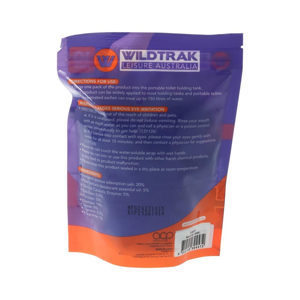 Wildtrak Portable Toilet Tank Deodorising Sachet Lavender Scent Qty 10