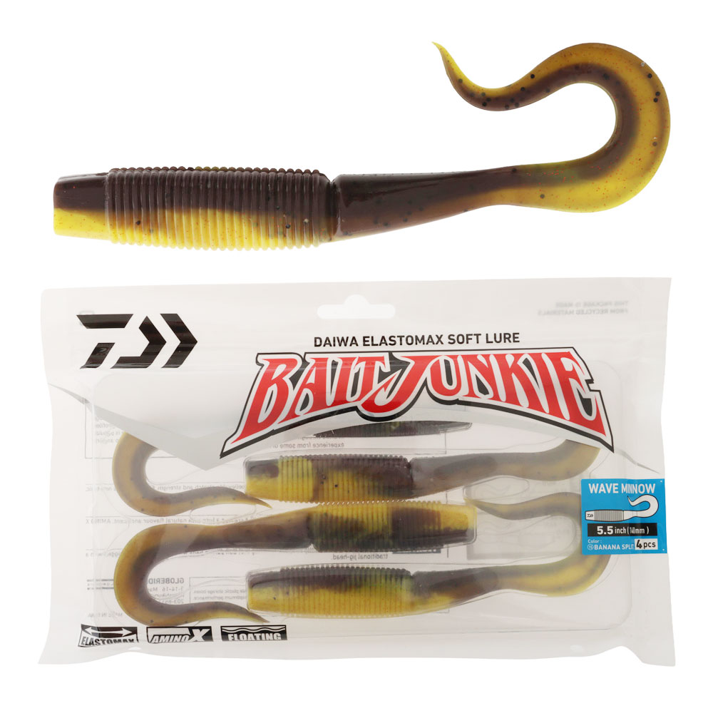 Daiwa BaitJunkie Wave Minnow Soft Bait 5.5in/140mm Qty 4 Banana Split