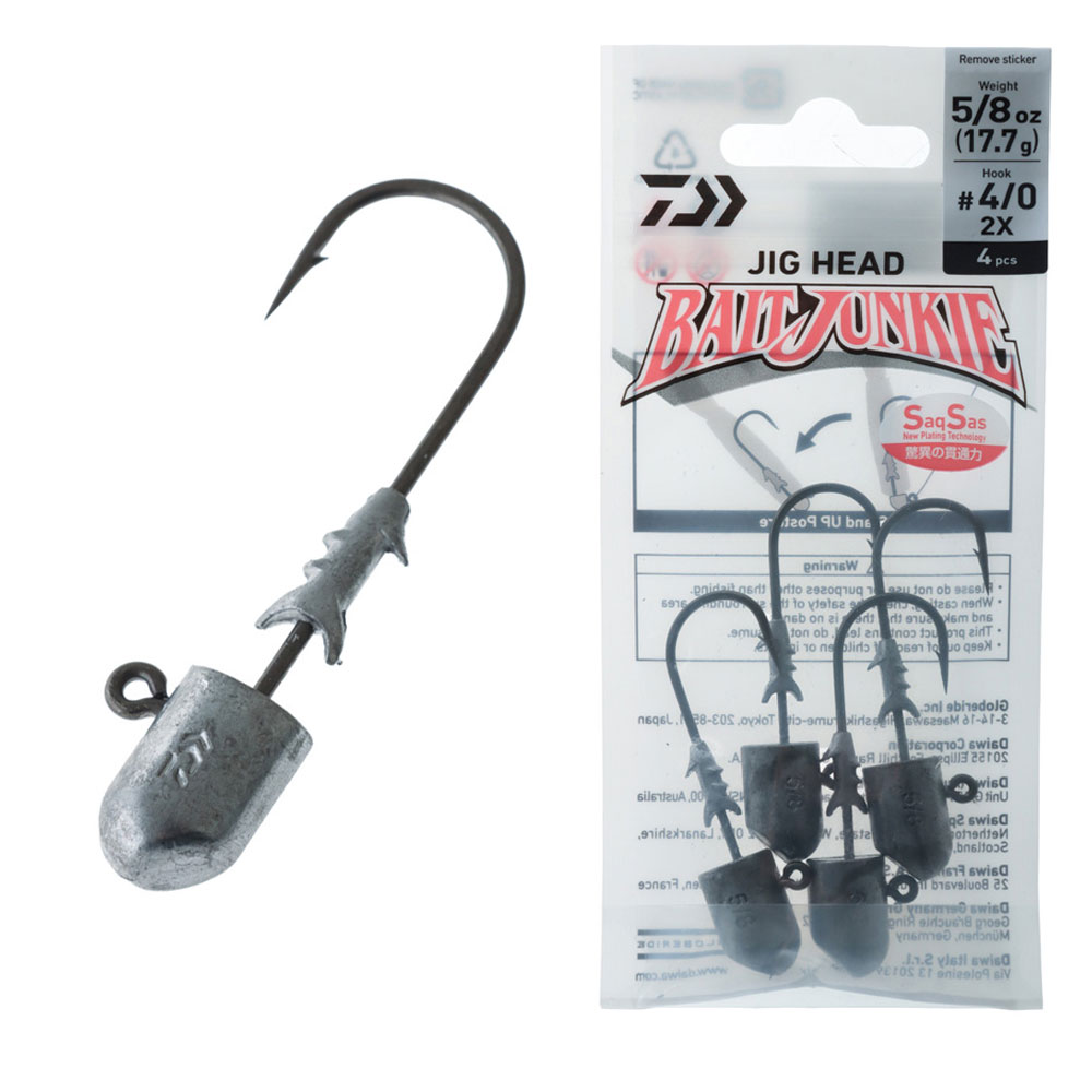 Daiwa BaitJunkie 2X Heavy Duty Jig Heads 5/8oz #4/0 Qty 3