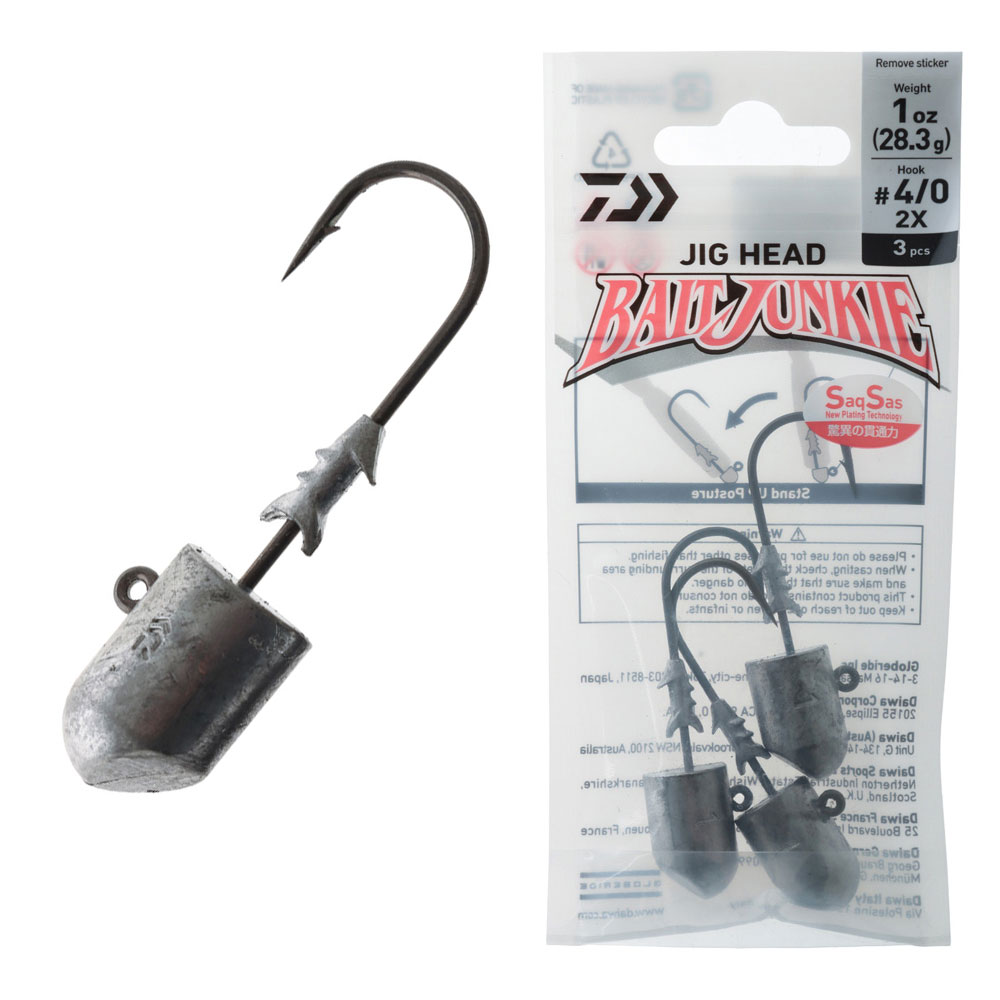 Daiwa BaitJunkie 2X Heavy Duty Jig Heads 1oz #4/0 Qty 3