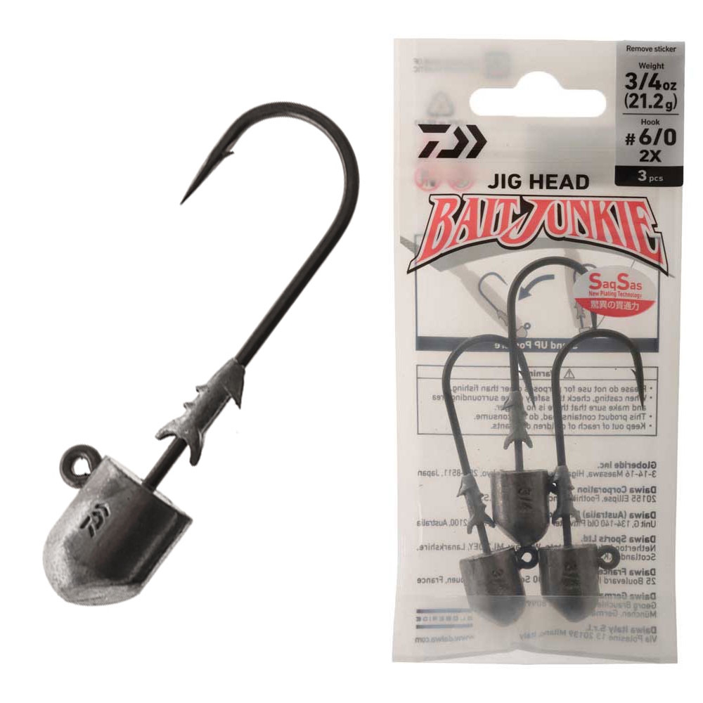Daiwa BaitJunkie 2X Heavy Duty Jig Heads 3/4oz #6/0 Qty 3
