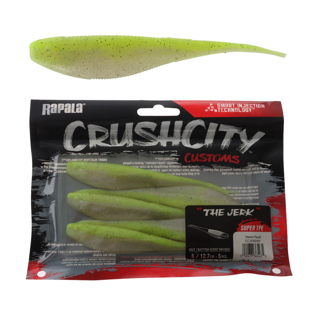 Rapala Crush City The Jerk Soft Bait 12.7cm Qty 5 Neon Pearl