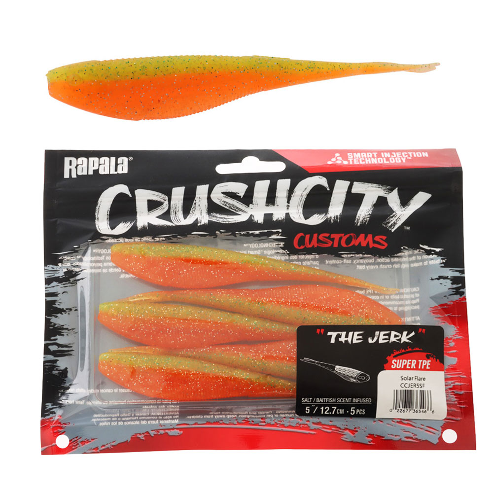 Rapala Crush City The Jerk Soft Bait 12.7cm Qty 5 Solar Flare