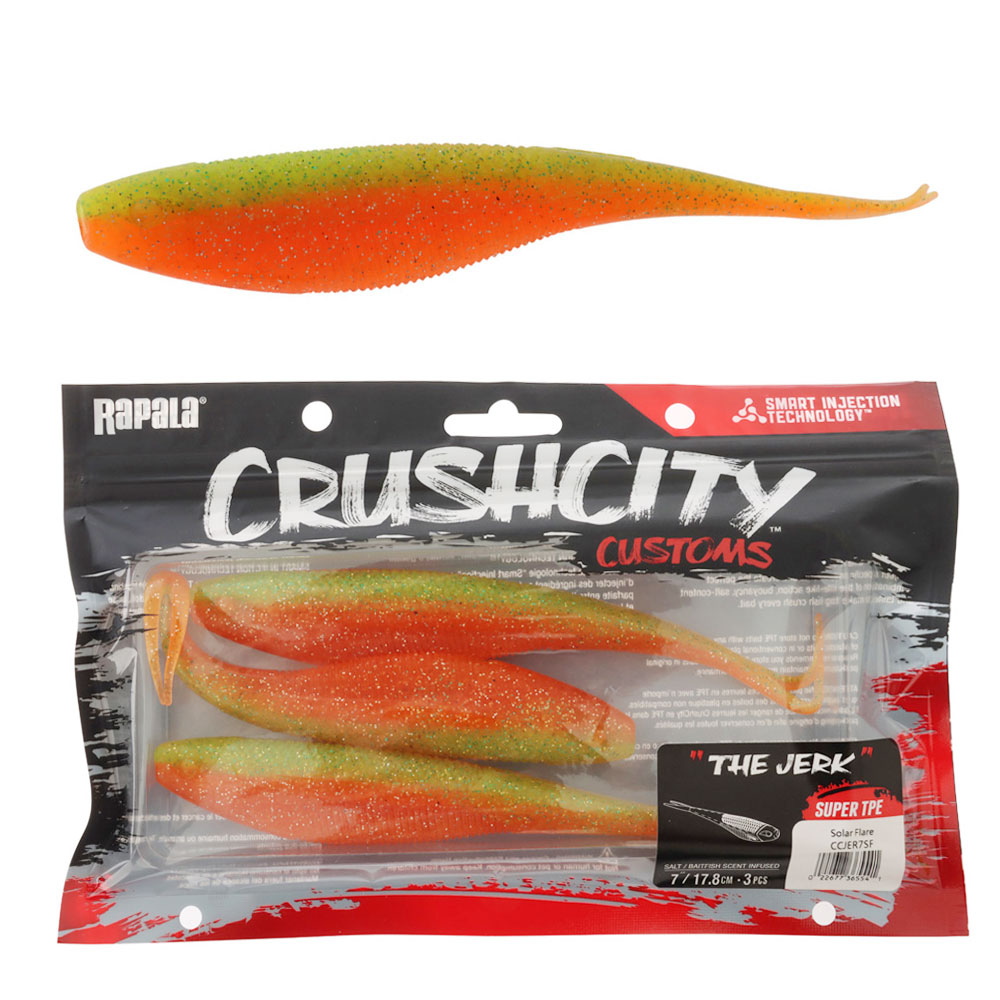 Rapala CrushCity The Jerk Soft Bait 17.8cm Qty 3 Solar Flare