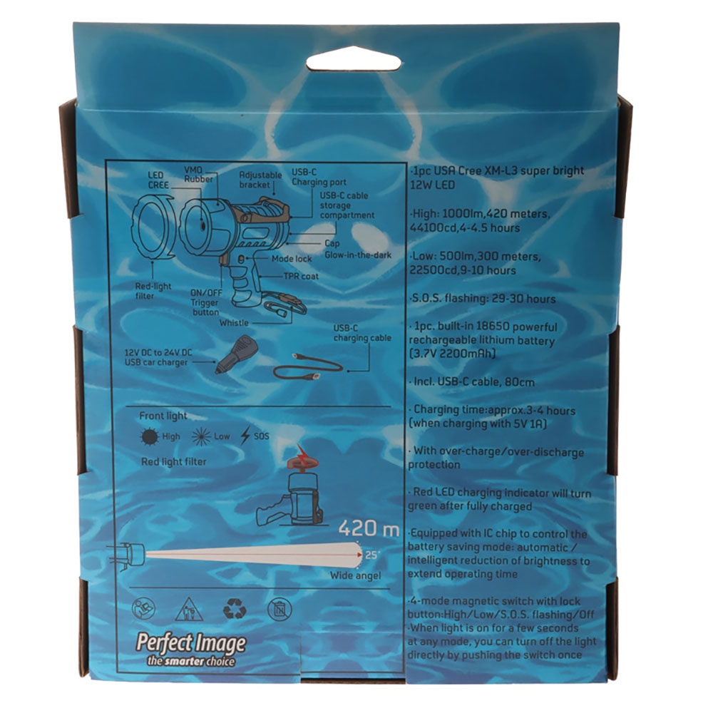 Perfect Image Floating Waterproof LED Marine Spotlight 1000lm 12W