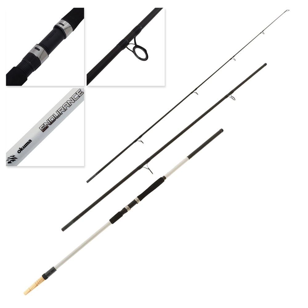 okuma 15 ft surf rod RSP-S-862M Rockaway SP ensuring compatibility with both braided and monofilament lines for versatile use Okuma Endurance Surf Rod 15ft