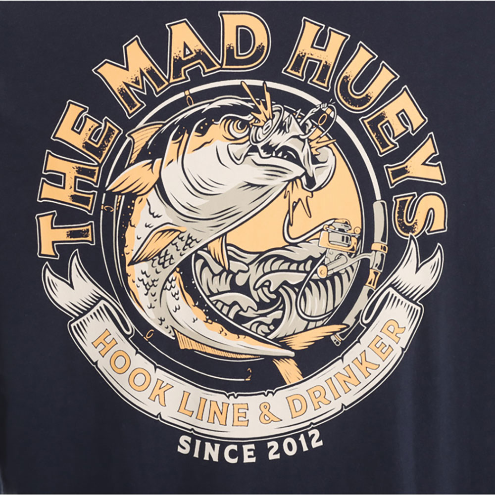 The Mad Hueys Hook Line and Drinker Mens T-Shirt Navy