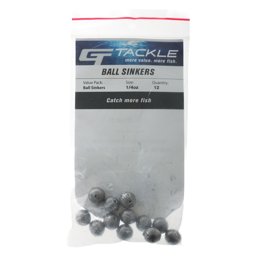 GT Tackle Ball Sinker Value Pack 1/4oz Qty 12