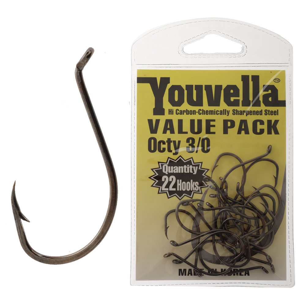 Youvella Hi-Carbon Octopus Hooks Value Pack 3/0 Qty 22