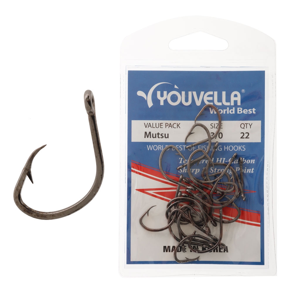 Youvella Hi-Carbon Mutsu Hooks Value Pack 3/0 Qty 22