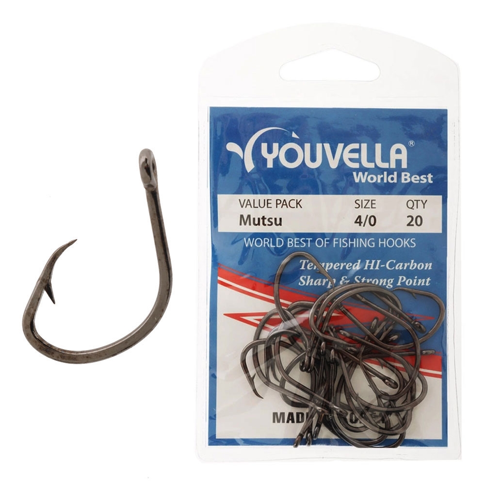 Youvella Hi-Carbon Mutsu Hooks Value Pack 4/0 Qty 20