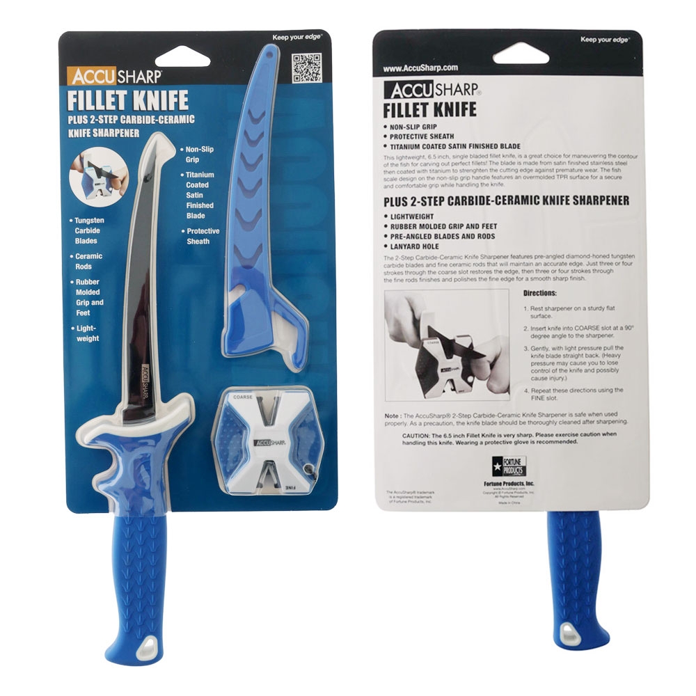 AccuSharp Fillet Knife with 2-Step Carbide-Ceramic Sharpener 6.5in