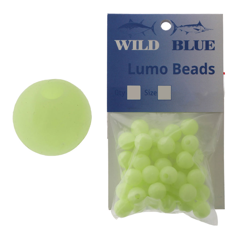 Wild Blue Tackle Soft Round Lumo Beads Green 10mm Qty 40