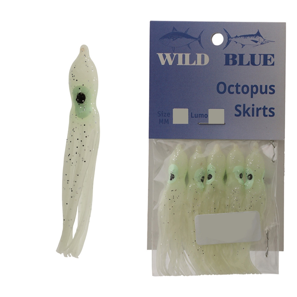 Wild Blue Tackle Octopus Skirt Qty 5 6cm Lumo