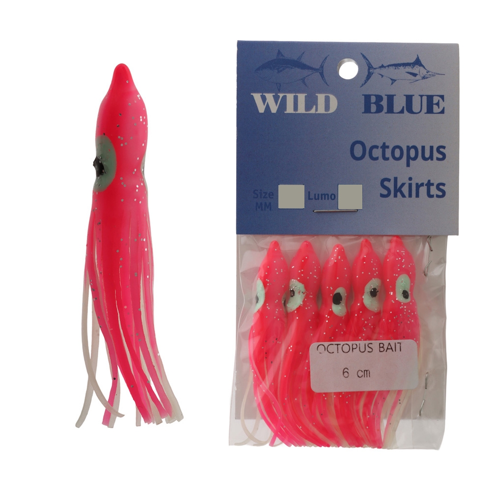 Wild Blue Tackle Octopus Skirt Qty 5 6cm Lumo Pink Untracked