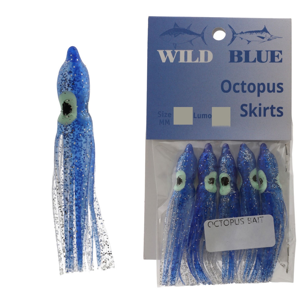 Wild Blue Tackle Octopus Skirt Qty 5 6cm Blue Silver