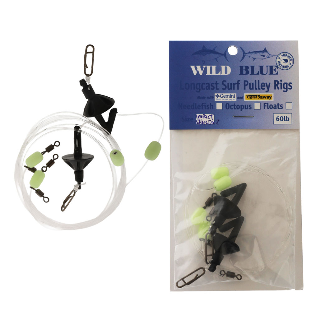 Wild Blue Tackle Long Cast Surf Pulley Rig Splash Shield Twin Pack