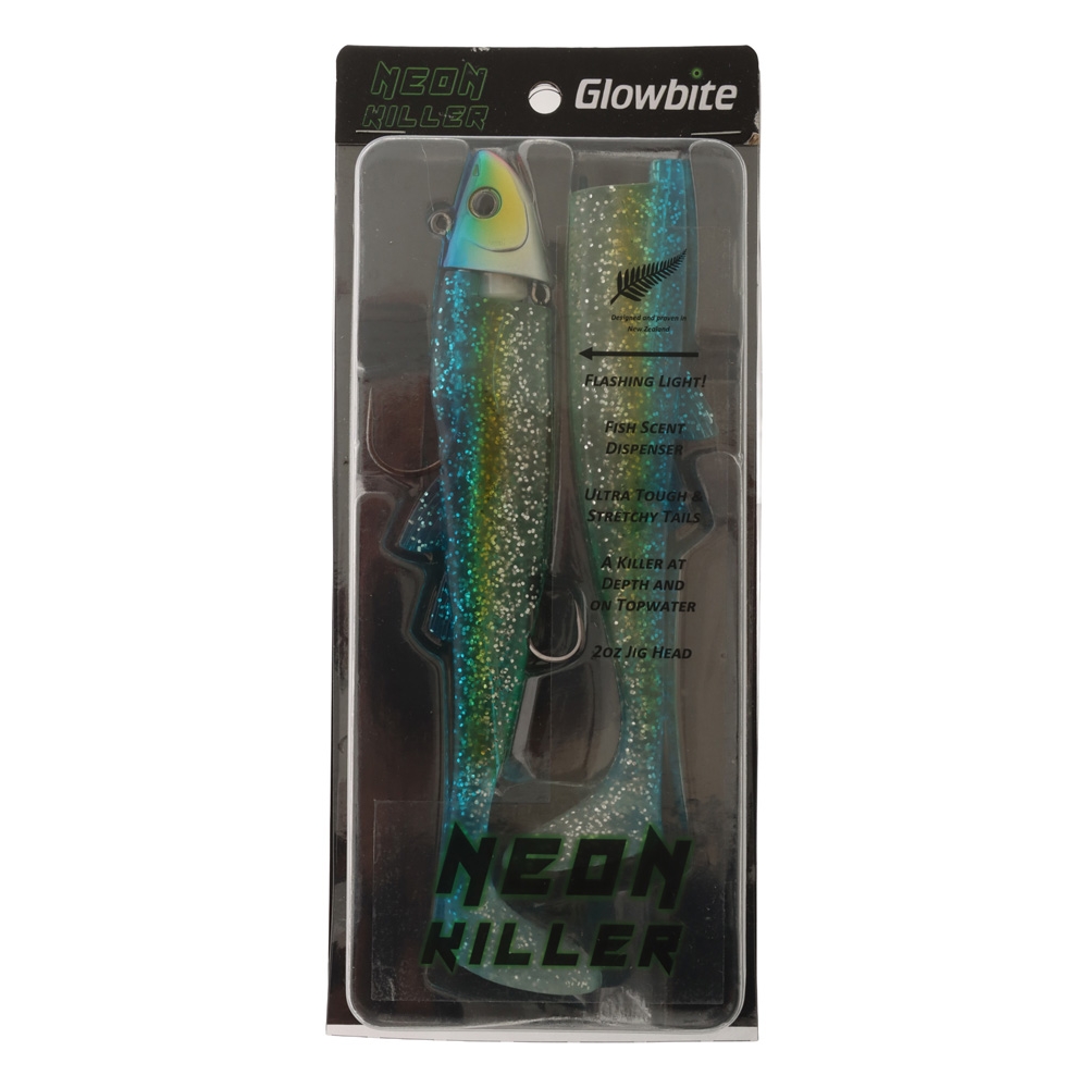 Glowbite Neon Killer Flashing Soft Bait Blue 56g