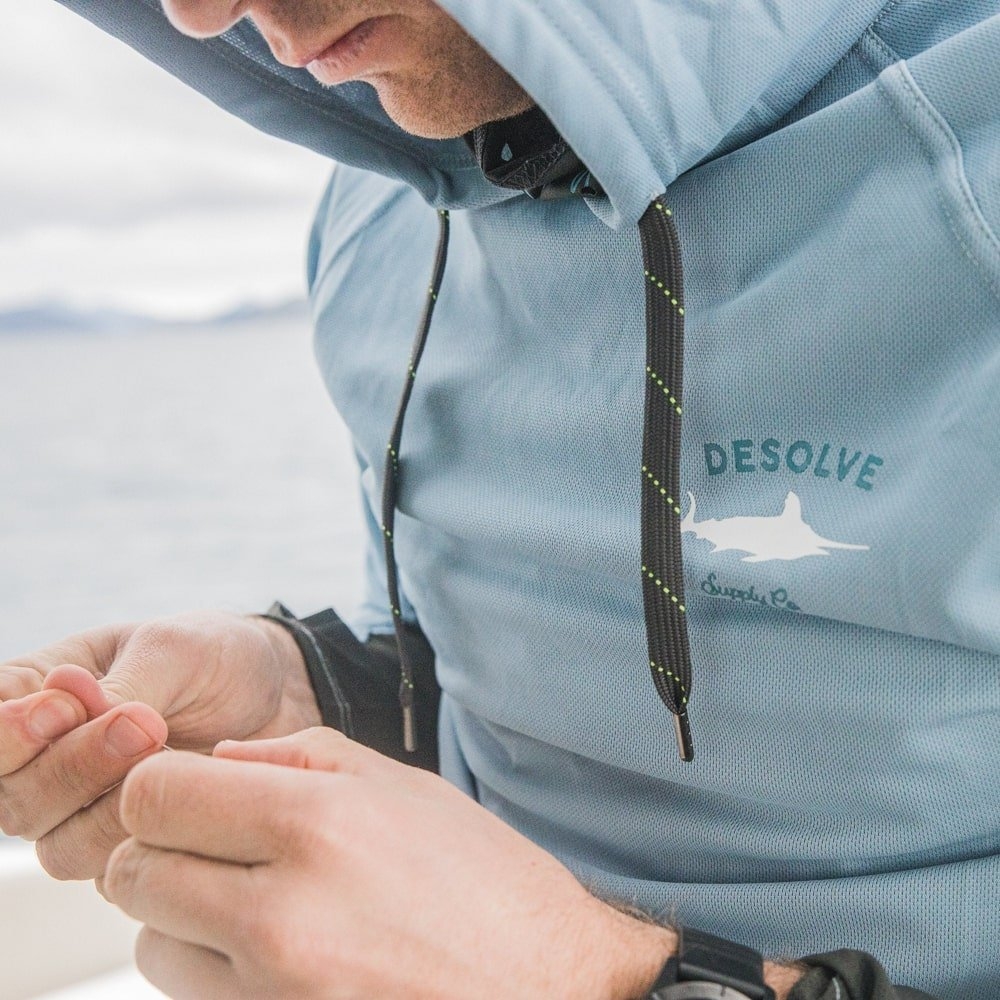 Desolve UPF30+ Fish Face Hoodie Stone Blue