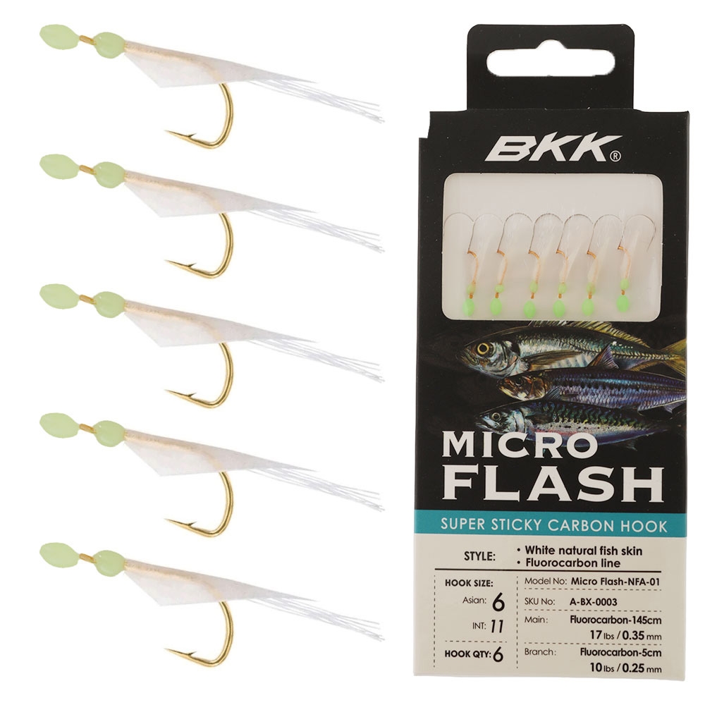 BKK Micro Flash Sabiki Rig White Qty 6 #4