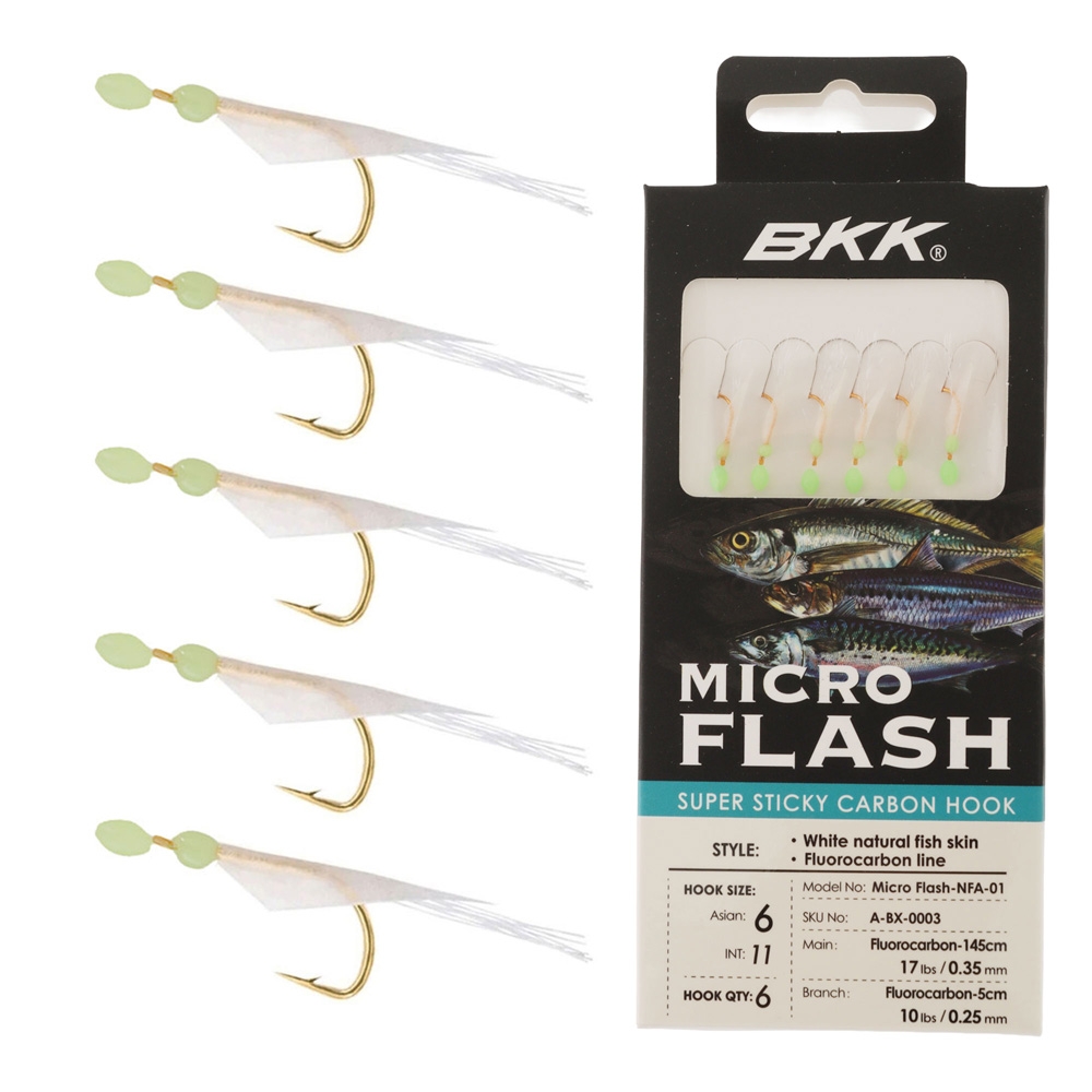 BKK Micro Flash Sabiki Rig White Qty 6 #6