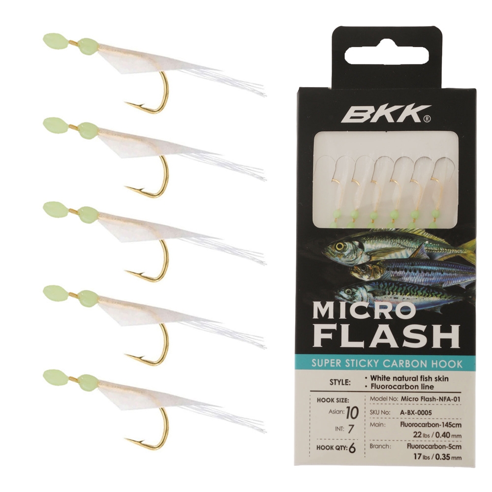 BKK Micro Flash Sabiki Rig White Qty 6 #10