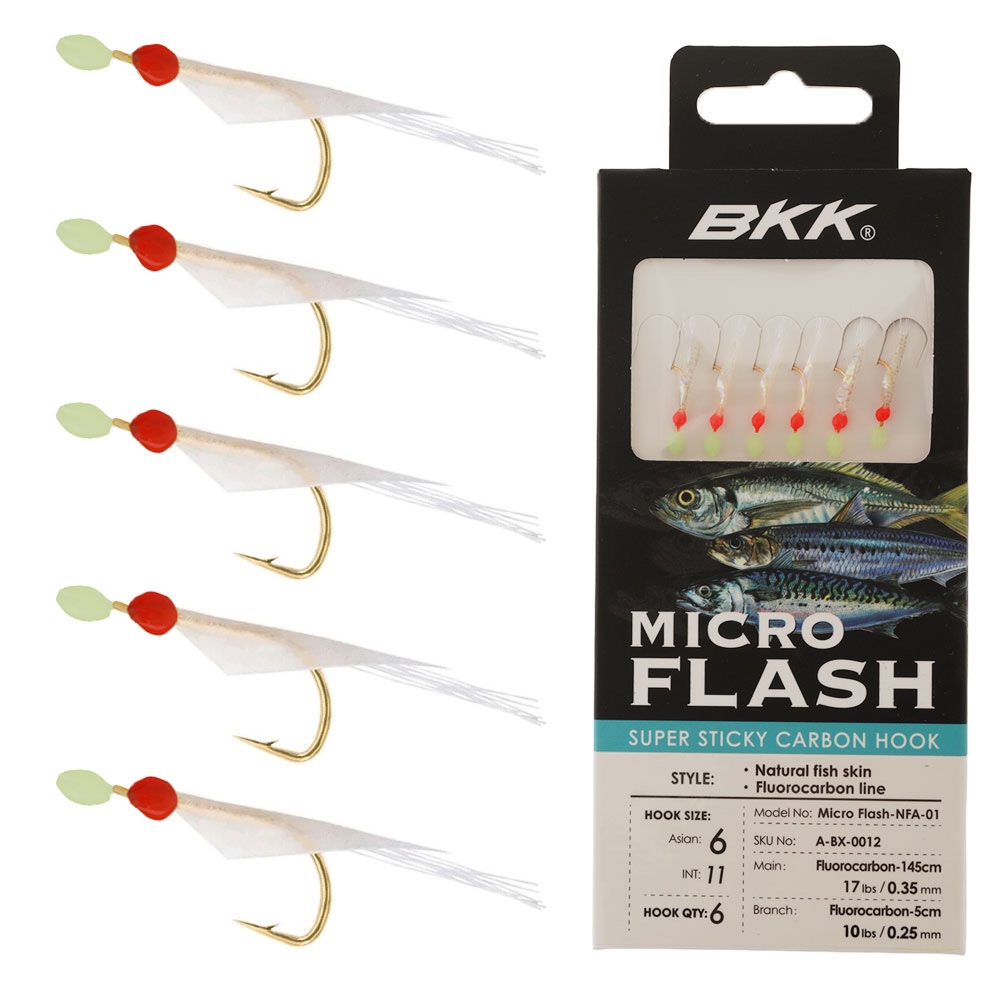 BKK Micro Flash Sabiki Rig Natural Qty 6 #8