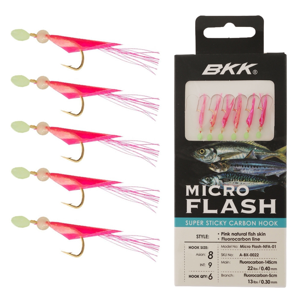 BKK Micro Flash Sabiki Rig Pink Qty 6 #8