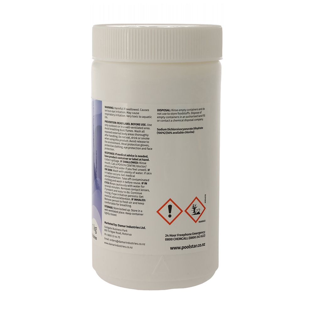 Poolstar Fast-Dissolving Spa and Hot Tub Chlorine Sanitising Granules 1kg