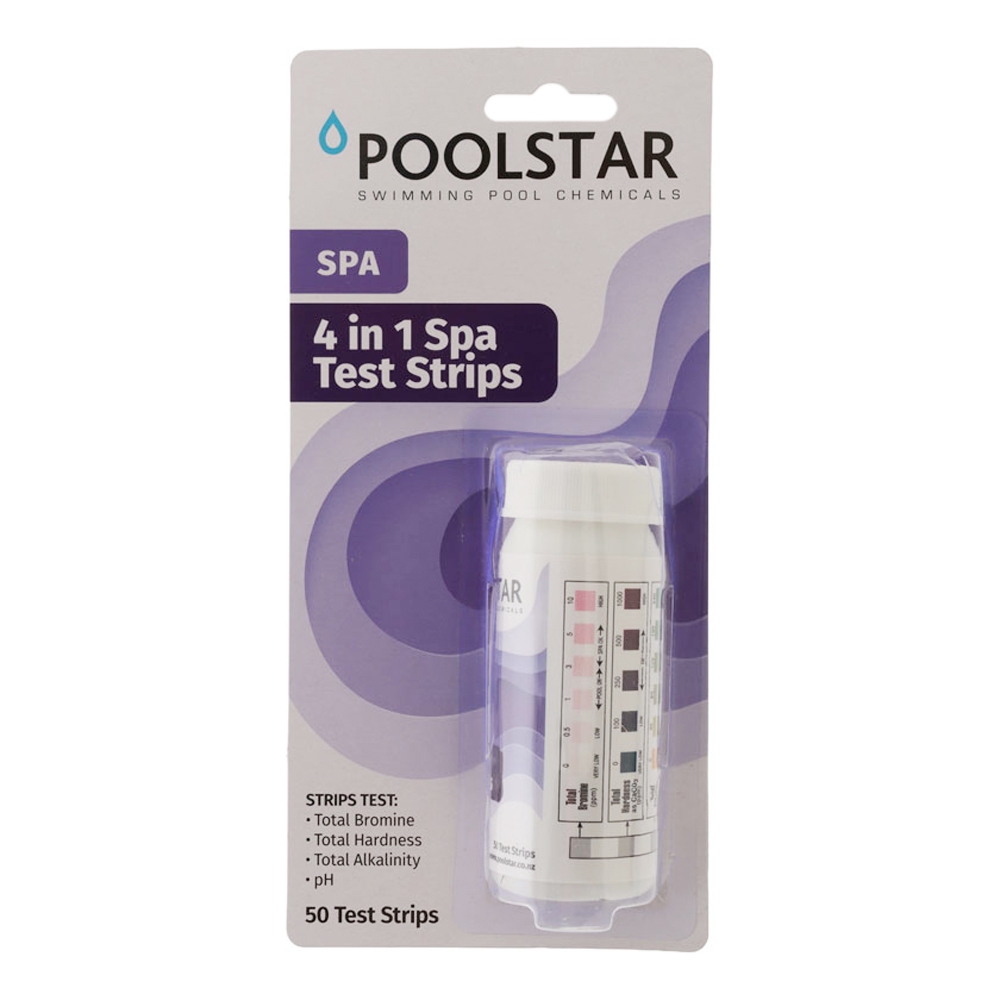 Poolstar 4-in-1 Spa and Hot Tub Water Quality Test Strips Qty 50
