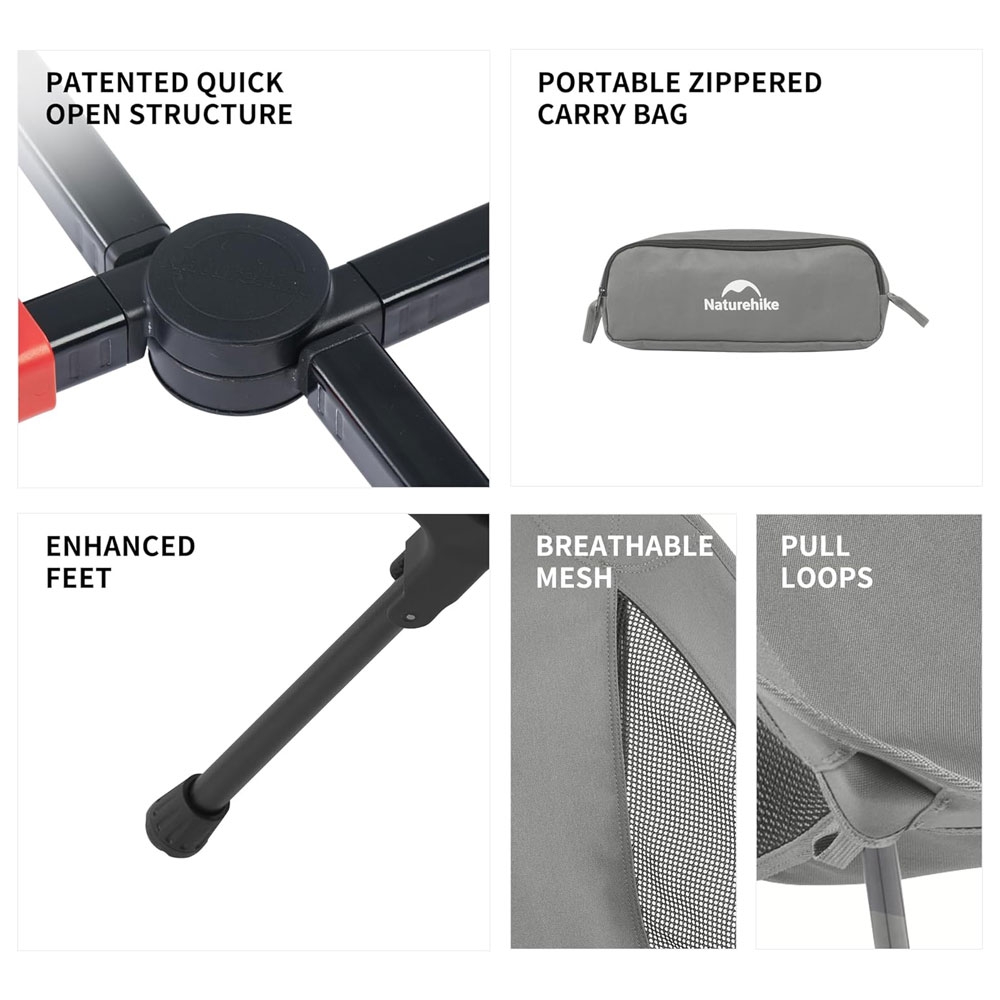 Naturehike YL01 Auto-Snap Ultralight Pop-Up Camping Chair Phantom Grey