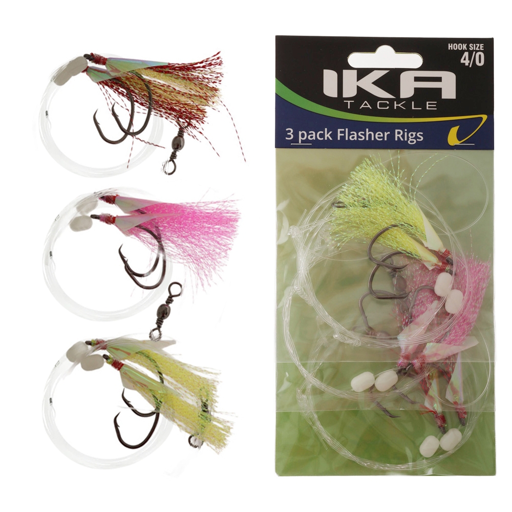 Ika Tackle Flasher Rig Assorted Colour 4/0 Qty 3