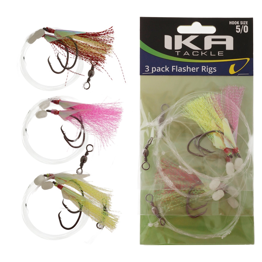 Ika Tackle Flasher Rig Assorted Colour 5/0 Qty 3