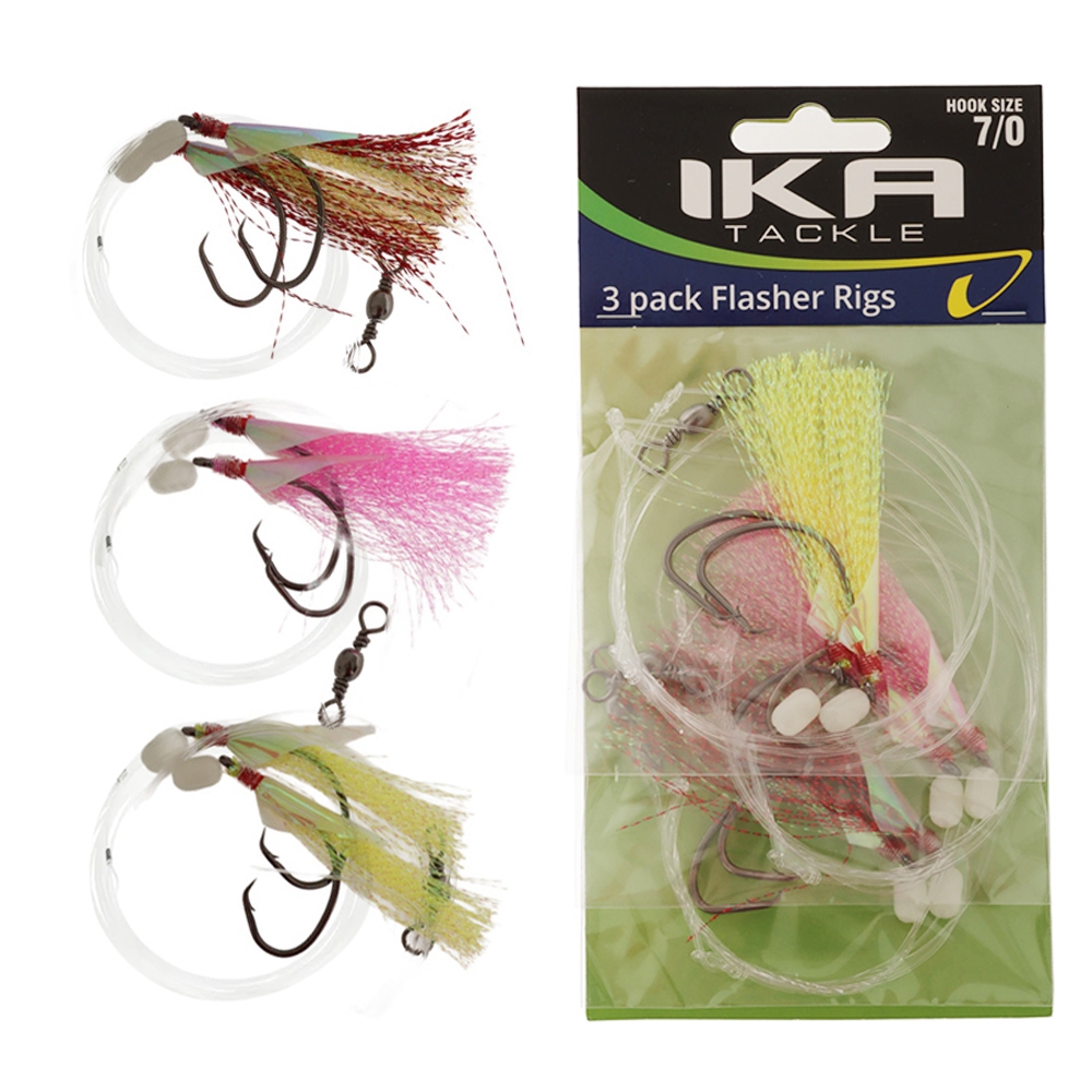 Ika Tackle Flasher Rig Assorted Colour 7/0 Qty 3