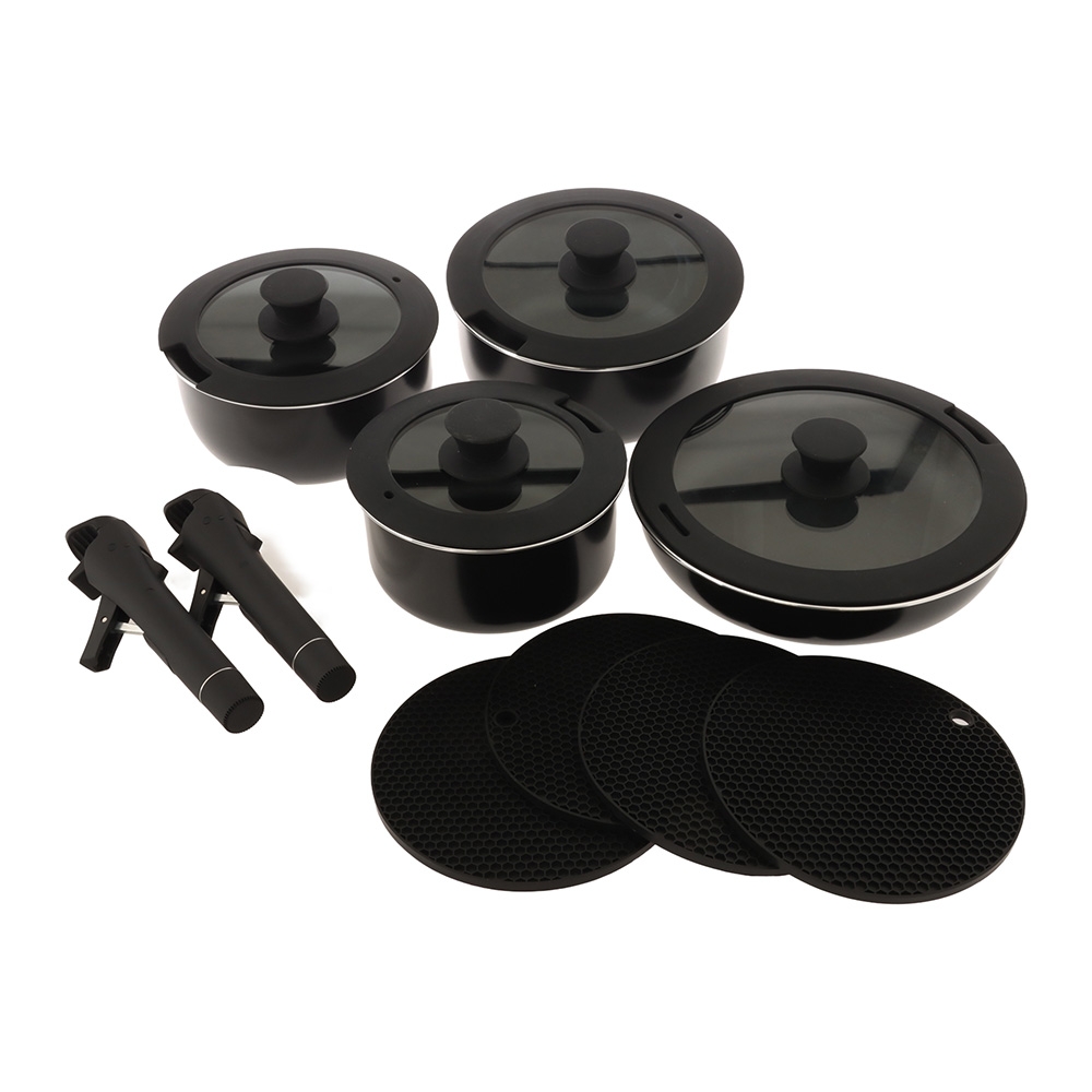 Royal Compact Stackable 4-Piece Non-Stick Frypan and Pot Cooking Set - Dented