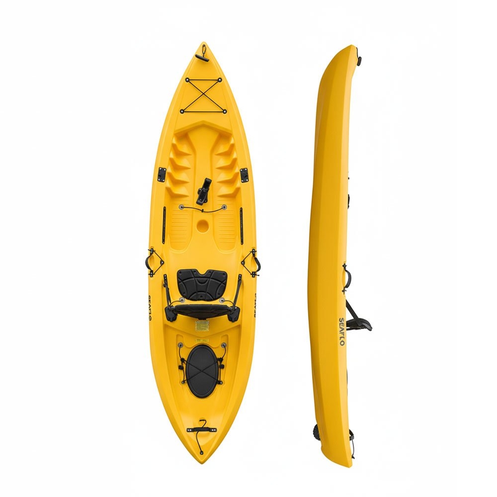 Seaflo Sit-on-Top Fishing Kayak with Built-In Wheel 10ft Yellow