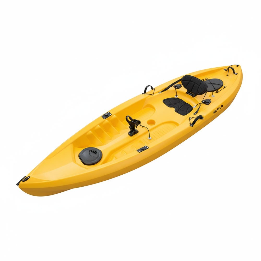 Seaflo Fishing Kayak with Built in Wheel incl Paddle and Leash 10ft Yellow