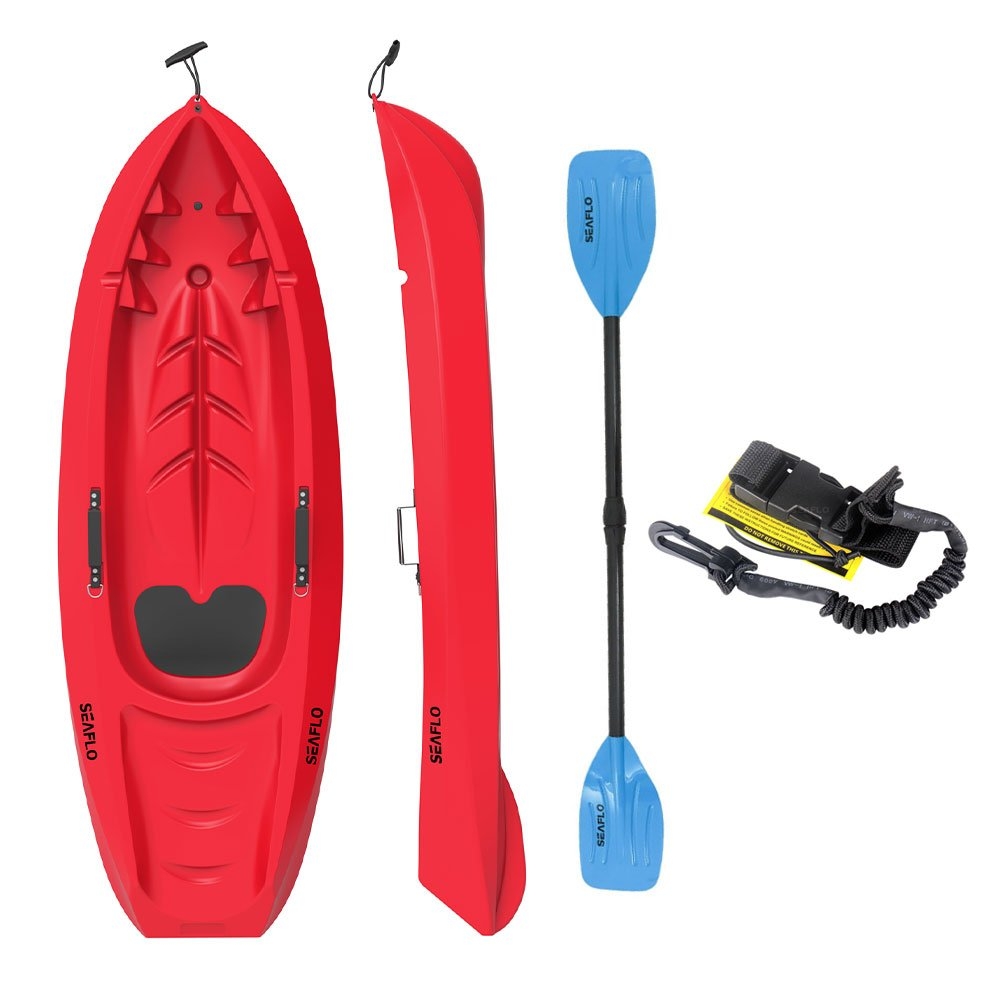 Seaflo Kids Kayak with Paddle and Leash Red
