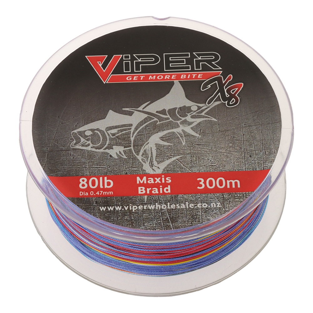 Viper Tackle X8 Maxis Braid Multi-Colour 300m 80lb 0.47mm