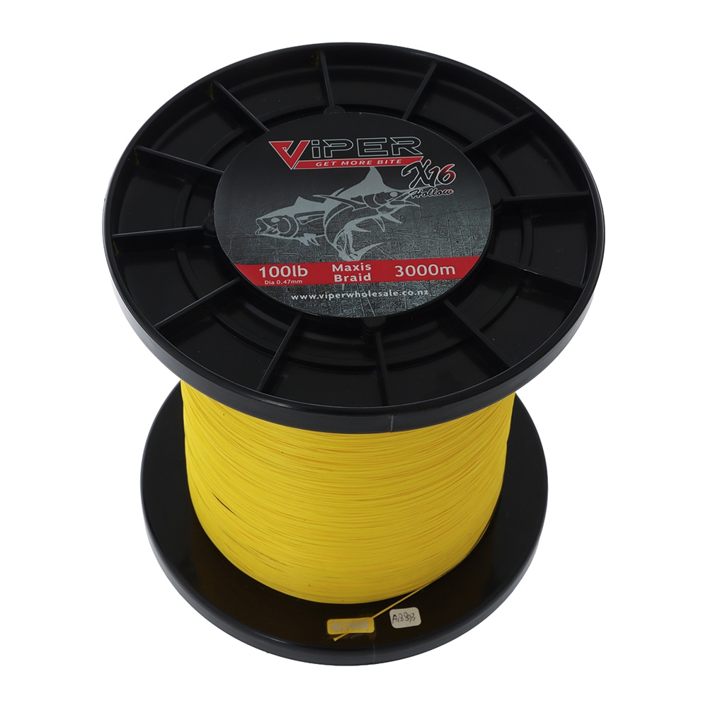 Viper Tackle X16 Maxis Premium Hollow Core Braid Hi-Viz Yellow 3000m 100lb 0.47mm
