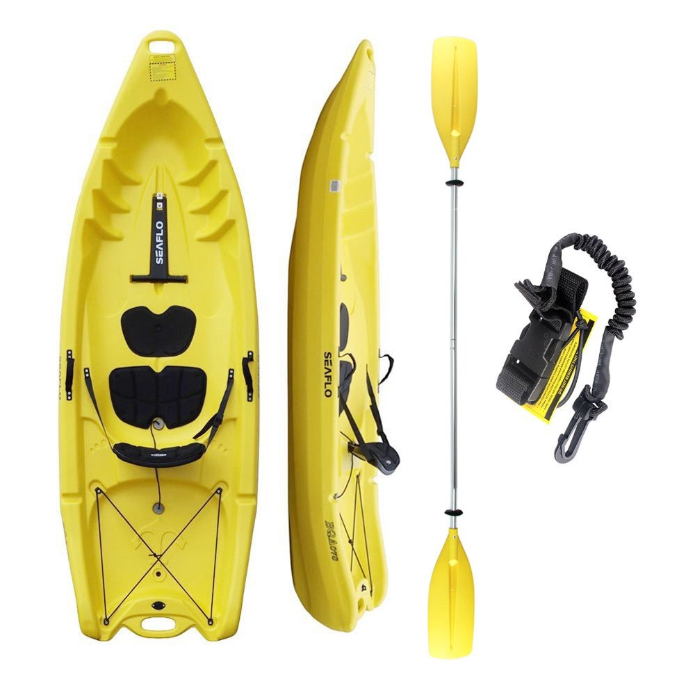 Seaflo Adult and Child Kayak with Paddle and Leash 7ft 8in Yellow