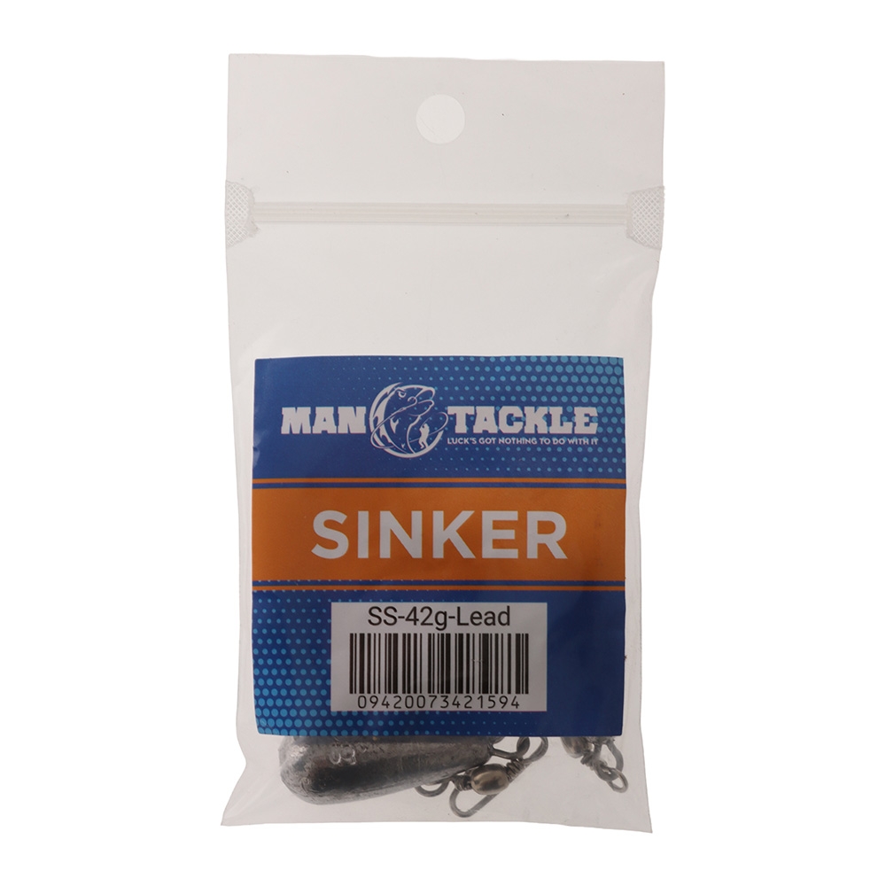 ManTackle Stainless Steel Lead Teardrop Swivel Sinker Light 42g Qty 5