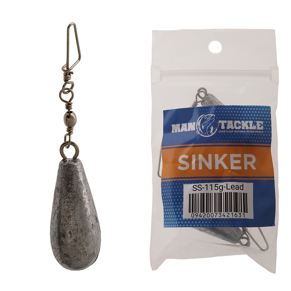 ManTackle Stainless Steel Lead Teardrop Swivel Sinker Medium 115g Qty 2