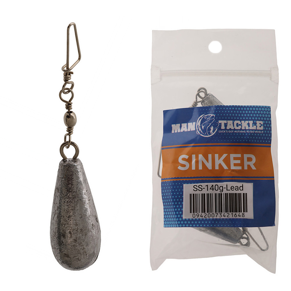 ManTackle Stainless Steel Lead Teardrop Swivel Sinker Heavy 140g Qty 2