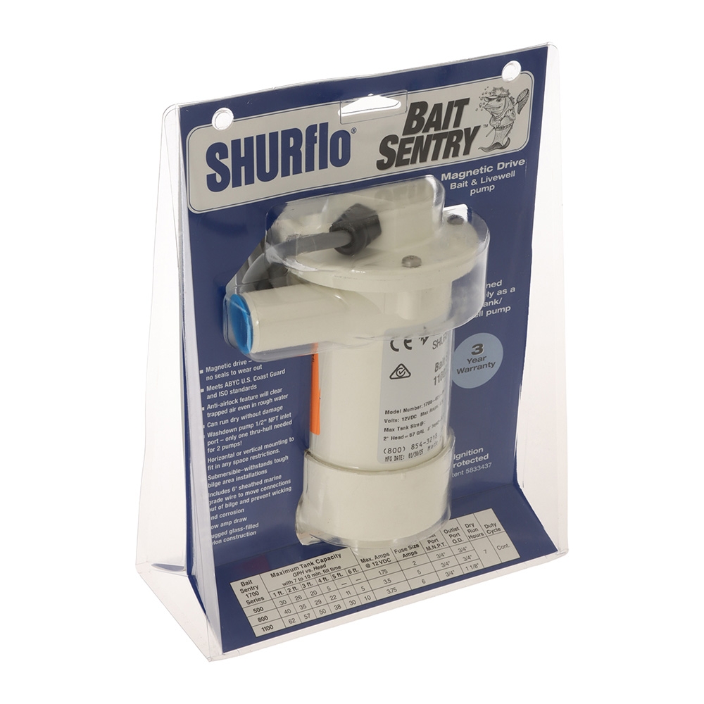 Shurflo Bait Sentry Magnetic Drive Livewell Pump 1100GPH 12V
