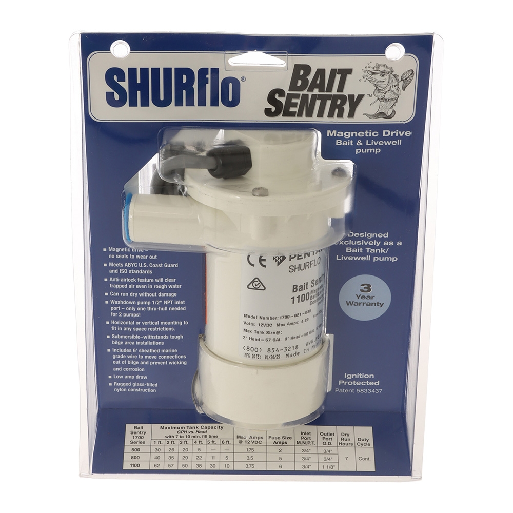 Shurflo Bait Sentry Magnetic Drive Livewell Pump 1100GPH 12V