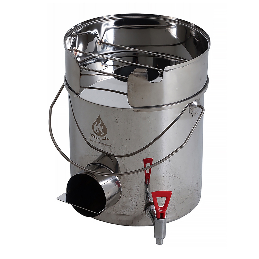 Rocket Boil 'N' Cook Wood Stove Dual Action Camping Cooker & Water Boiler 15L